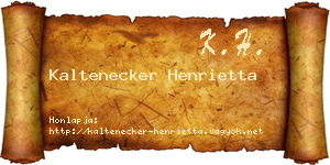 Kaltenecker Henrietta névjegykártya